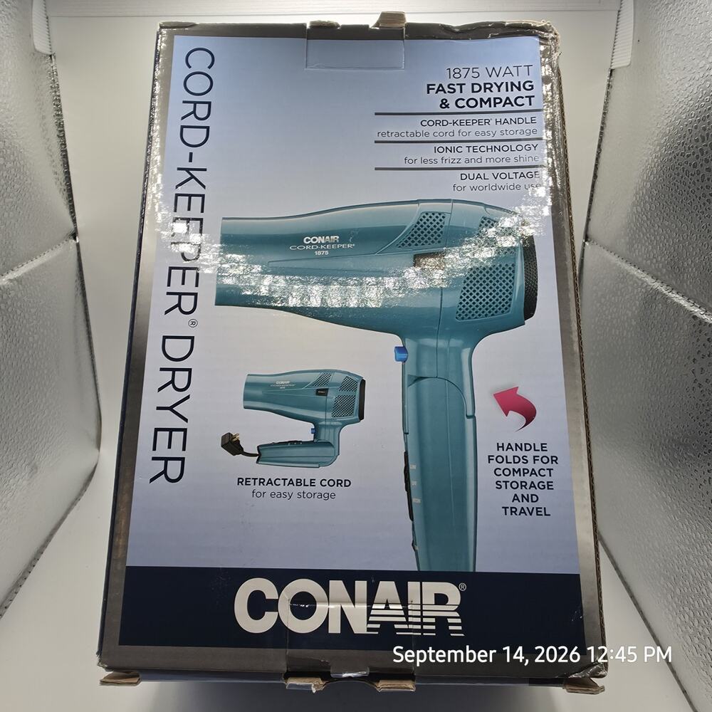 Conair 289NX 1875 Watt Ionic Conditioning Folding Handle Retractable Cord Tested